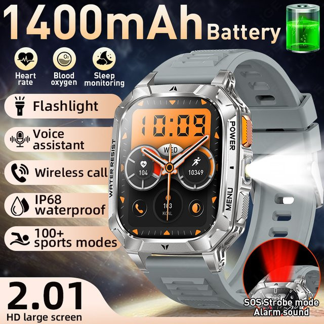 LIGE Smartwatch, Schwarz, Silikon, Herren - Bild 1