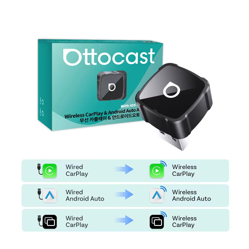Ottocast Mini Air 3-in-1 Wireless CarPlay Android Auto und AirPlay Adapter in Schwarz mit Plug-and-Play Wireless Mirroring für YouTube, TikTok und IPTV - Bild 7