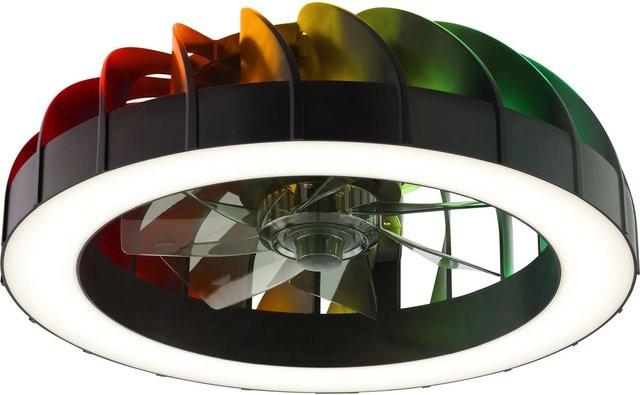 Brilliant LED-Deckenleuchte Fanora mit Ventilator, Schwarz, Ø 46 cm, dimmbar mit Fernbedienung und RGBW-Effekt - Bild 1