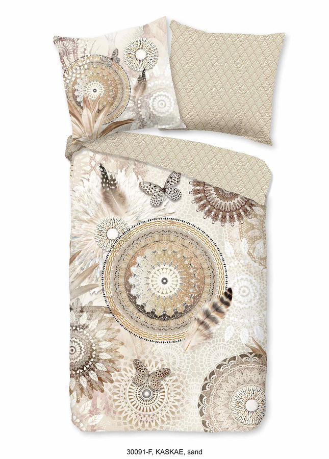 hip Flanell Bettwäsche Kaskade Sand Beige Federn Schmetterling Wende Design, B/H: 155 x 220 cm mit Kissenbezug 80 x 80 cm - Bild 1