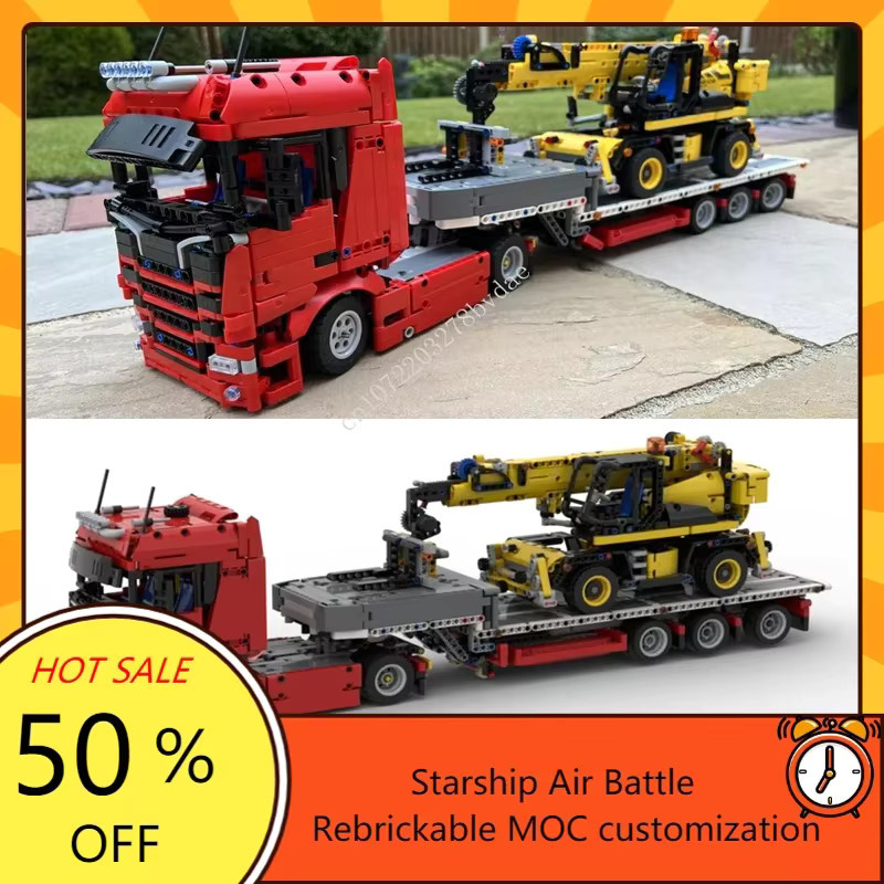 High-Tech MOC Truck, Lenkwanhänger und JCB Teleskopmodell, DIY Transporter Truck, 2562 Teile - Bild 3
