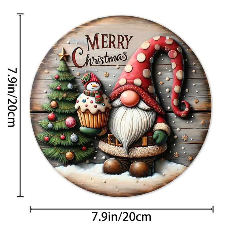 Rustikales Weihnachts-Hängeornament aus Holz mit Zwerg-Motiv und Schriftzug, mehrfarbig - Bild 2