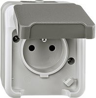 Merten AQUASTAR Steckdose Aufputz IP44 Grau - Bild 1