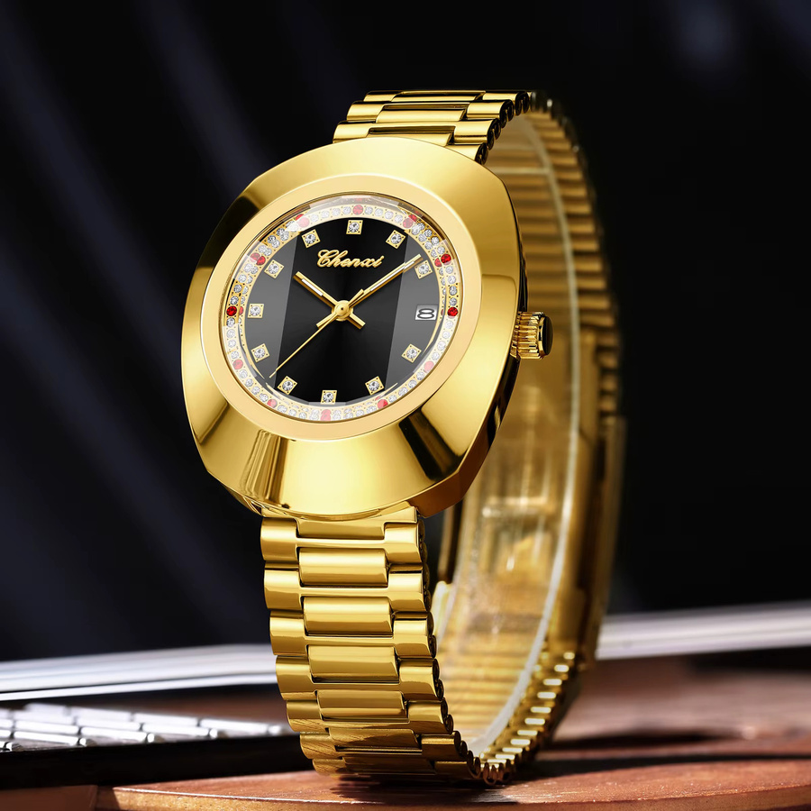 CHENXI Armbanduhr, Quarz, Edelstahl, Gold, Unisex - Bild 2