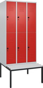C+P Doppelstock-Spind Classic PLUS Sitzbank mit 3 Abteilen und unterbauter Sitzfläche aus Kunststoff, B/T/H: 212,0 x 90,0 x 81,5 cm - Bild 1
