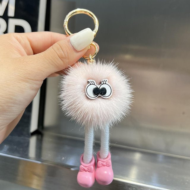 Schlüsselanhänger Nerzfell, weiß, Kinder, 10 cm - Bild 1