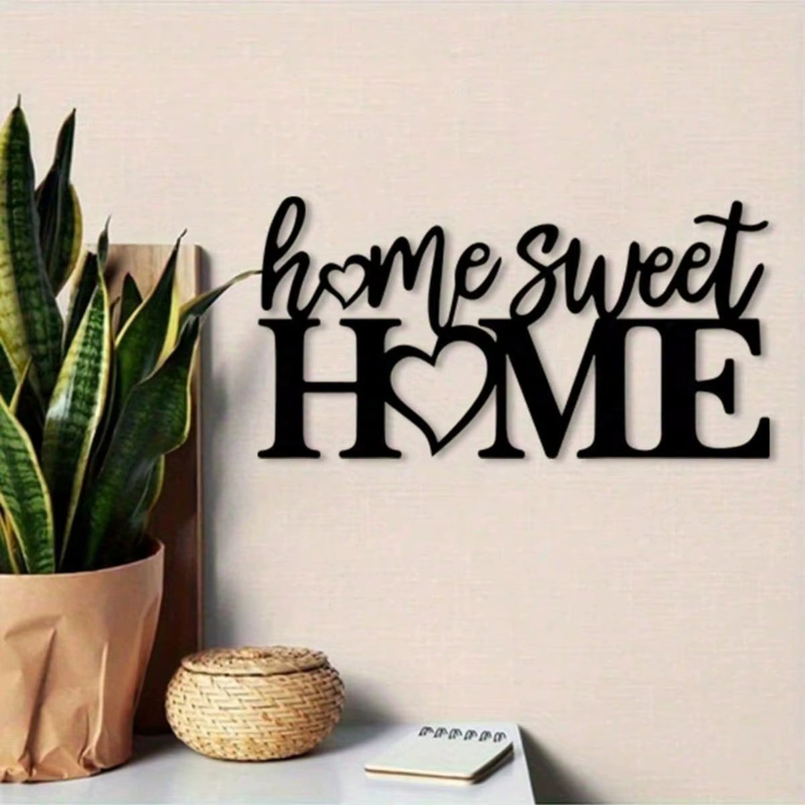 CIFBUY Home Sweet Home Wanddekoration aus rostfreiem Metall mit Herz-Design in Schwarz - Bild 4
