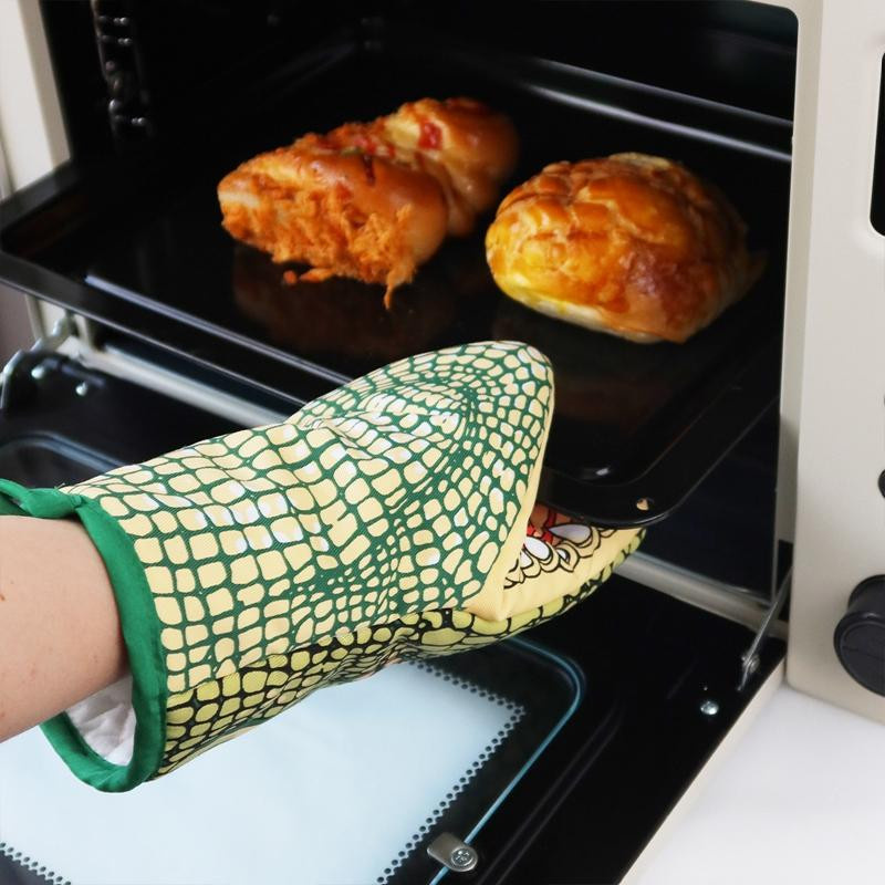 Hitzebeständige Ofenhandschuhe Crocodile Cat Paw Design aus Baumwolle, Mehrfarbig - Bild 3