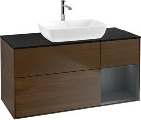 V&B Waschtischunterschrank Finion in Platinblau lackiert, Breite: 120 cm, Tiefe: 50,1 cm - Bild 1