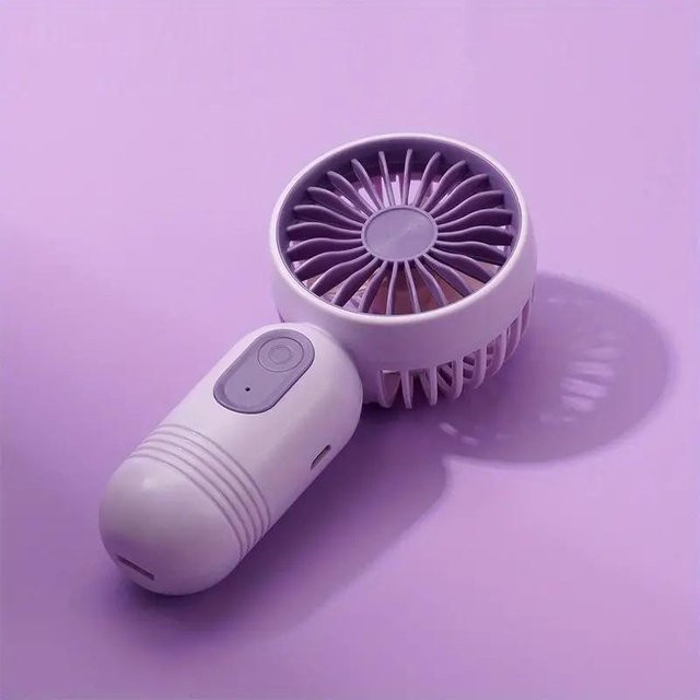 Tragbarer Mini-Ventilator von BC Electrical Appliances mit 3 Geschwindigkeiten, wiederaufladbar via USB, Farbe: Violett - Bild 1