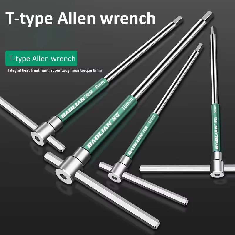 Torx-Schraubendreher Set in T-Form mit verschiedenen Größen von 2 mm bis 10 mm, silberfarbener Chromschlüssel für Handarbeit - Bild 2