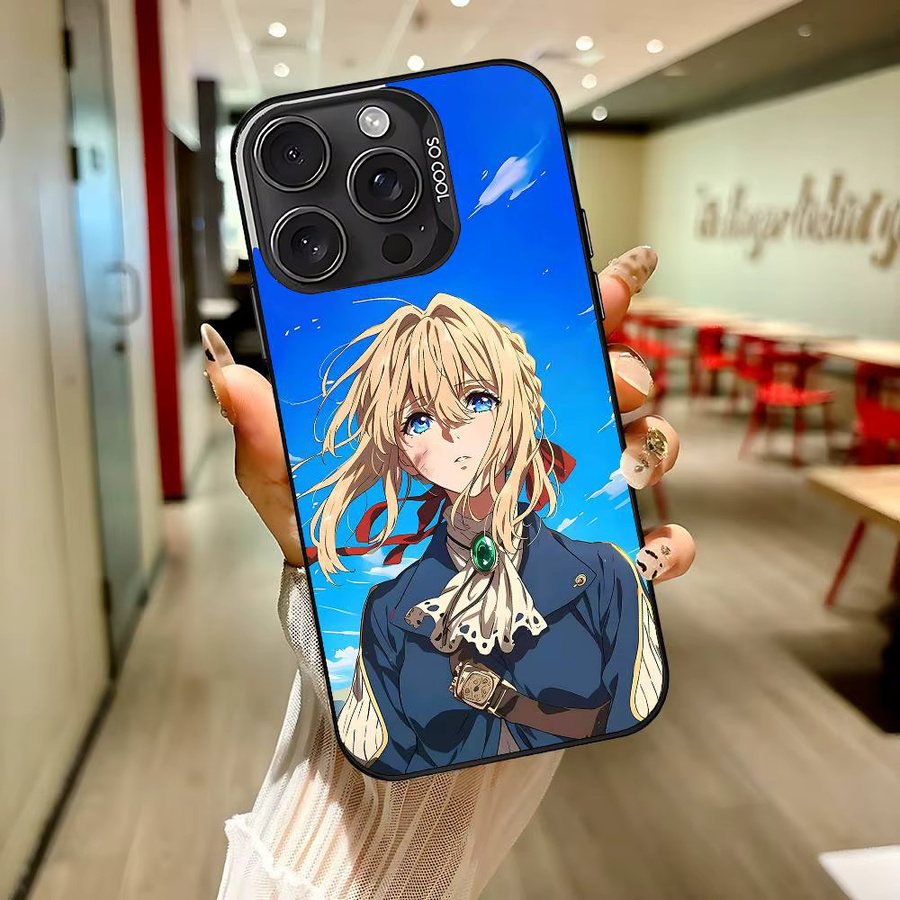 Bilibili Anime Violet Evergarden Handyhülle für iPhone 11 bis 17 Pro Max Plus, Stoßfeste Rückseite in Silber und Mehrfarbig - Bild 3