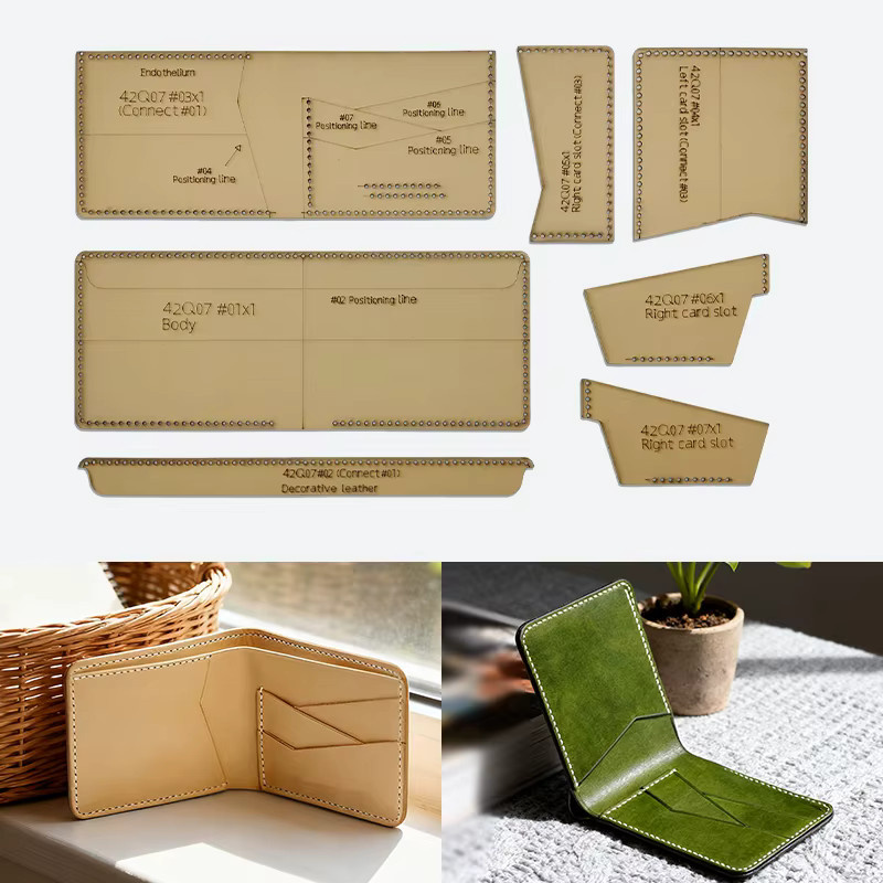 YOMDID 7er Set Kraftpapier Vorlagen für handgefertigte kurze faltbare Brieftaschen in Beige - Bild 2