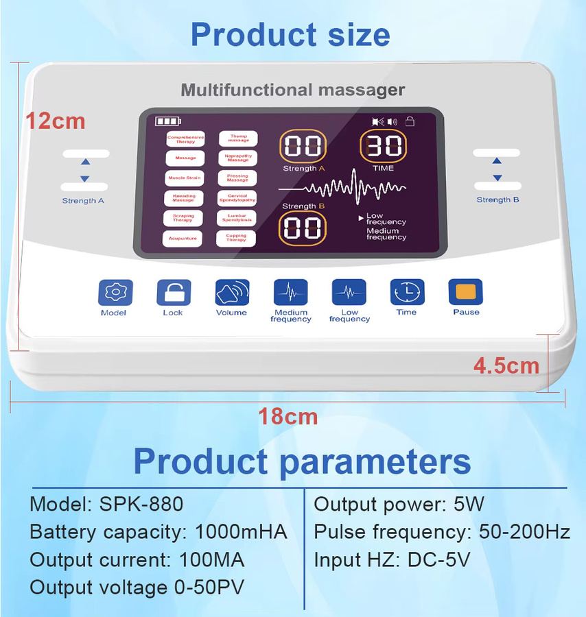 SANPKON 12-Modus Niederfrequenz-Massagegerät mit TENS und EMS Muskelstimulator in Weiß - Bild 3