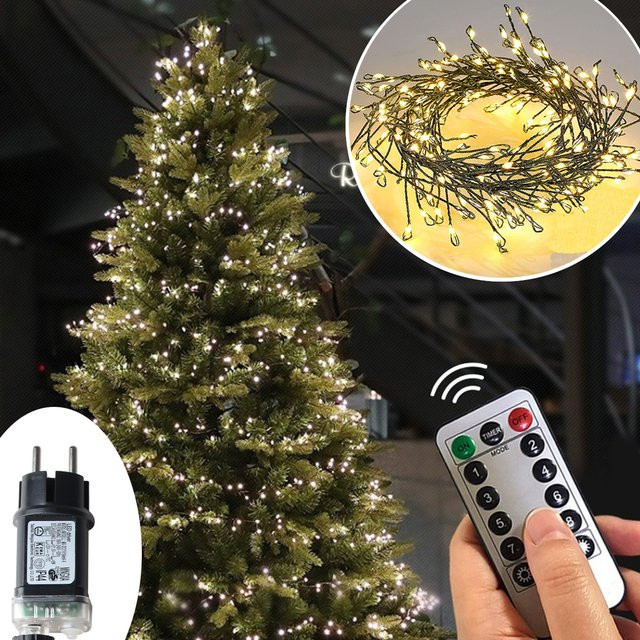 KIKIELF LED Cluster Feuerwerkskörper Lichterkette in Warmweiß für Weihnachtsbaum und Dekoration, Länge: 6 m bis 48 m - Bild 1