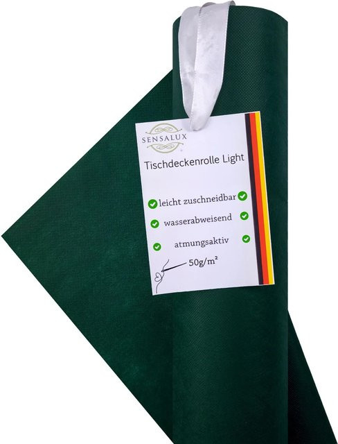 Sensalux Tischdeckenrolle Light Grün, Vlies aus Polypropylen, wasserabweisend und fleckabweisend, Breite: 110 cm, Länge: 25 m - Bild 1