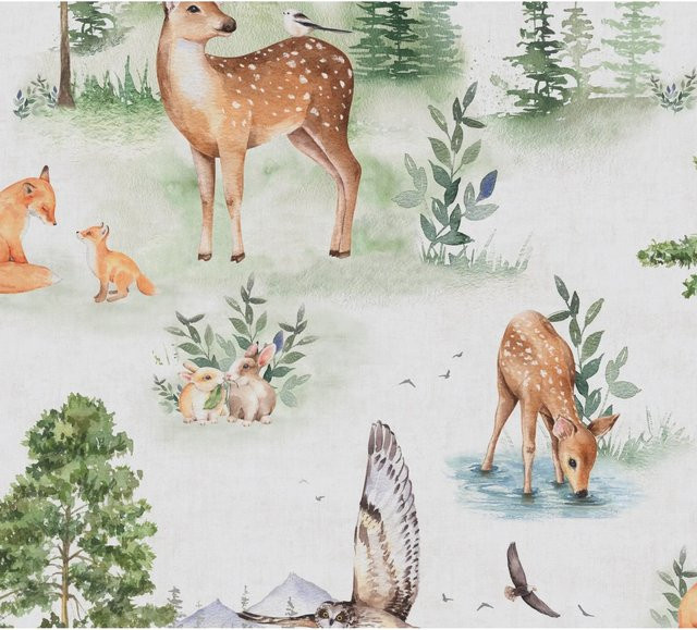 A.S. Création Vliestapete Waldtiere in Grün-Braun-Beige für das Kinderzimmer, B: 0,53 m, L: 10,05 m - Bild 1