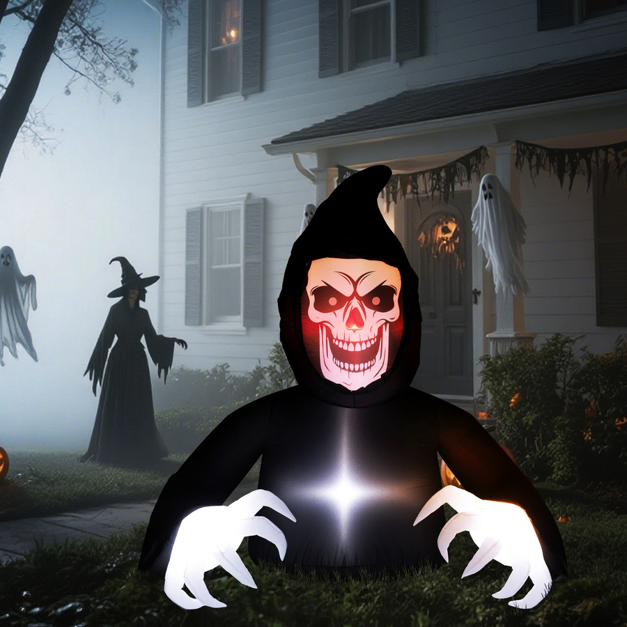 Outsunny Aufblasbarer Sensenmann Halloween-Deko mit LED-Lichtern und Gebläse, B/T/H: 115 x 100 x 180 cm - Bild 2
