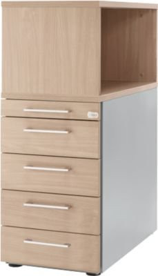 Schäfer Shop Genius Standcontainer mit Aufsatzregal, abschließbar, Eiche/Weißalu - Bild 1