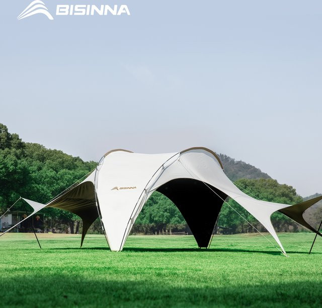 BISINNA Camping-Plane aus Polyester mit schwarzer Beschichtung, UV- und regenbeständiger Sonnenschutz für Garten und Strand - Bild 1