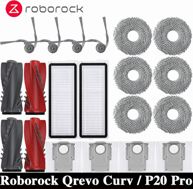 Roborock Qrevo Curv Roboter Staubsauger Zubehör Set mit Hauptwalze, Seitenbürsten, HEPA-Filter, Mopp-Tüchern und Staubbeuteln in Multicolour - Bild 1