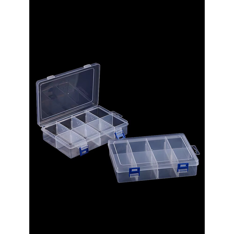 KOQZM Multifunktionaler Werkzeugkoffer mit 8 Fächern, Transparente Kunststoff-Aufbewahrungsbox für Schrauben und Elektronikkomponenten, B/T/H: 20 x 13,5 x 4,5 cm - Bild 4
