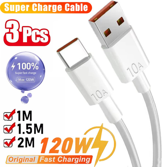 Xiaomi USB-A auf USB-C Kabel für Android, 120W 10A Schnellladekabel mit Hochgeschwindigkeits-Datenübertragung, Farbe: Weiß - Bild 1