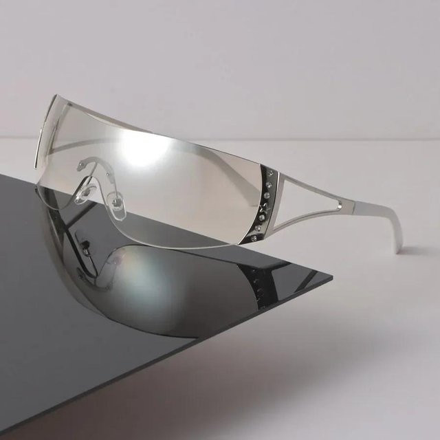 Sonnenbrille Square, Metall, randlos, transparent, Unisex - Bild 1