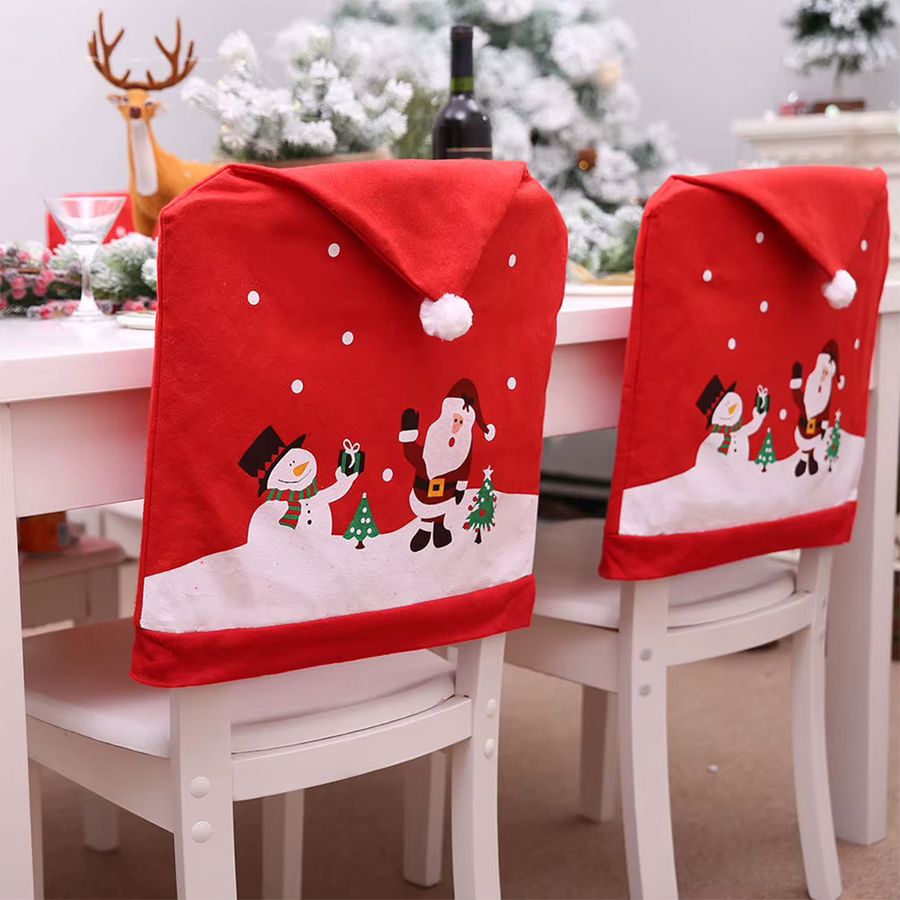 APWIKOGER Weihnachtsmann Hut Stuhlbezug als Weihnachtsdekoration für dein Zuhause - Bild 2