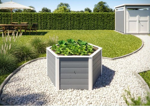 Weka Elementhochbeet 6-Eck in Grau aus Holz und Folie, B/T/H: 143 x 120 x 68,5 cm - Bild 2