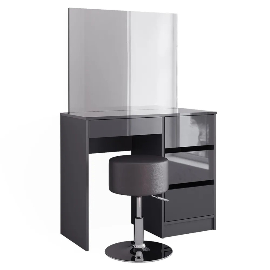 Vicco Schminktisch Sherry Set Anthrazit Hochglanz mit Spiegel und Hocker modern B/T/H: 90 x 40,13 x 75 cm - Bild 3