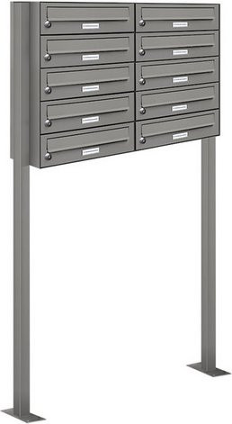 AL Briefkastensystem für 10 Parteien, freistehend, grau, B/H/T: 84,6 x 150 x 27,5 cm - Bild 1
