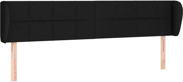 vidaXL Kopfteil mit Ohren in Schwarz aus Stoff und Lärchenholz, B/T/H: 183 x 23 x 78/88 cm - Bild 1