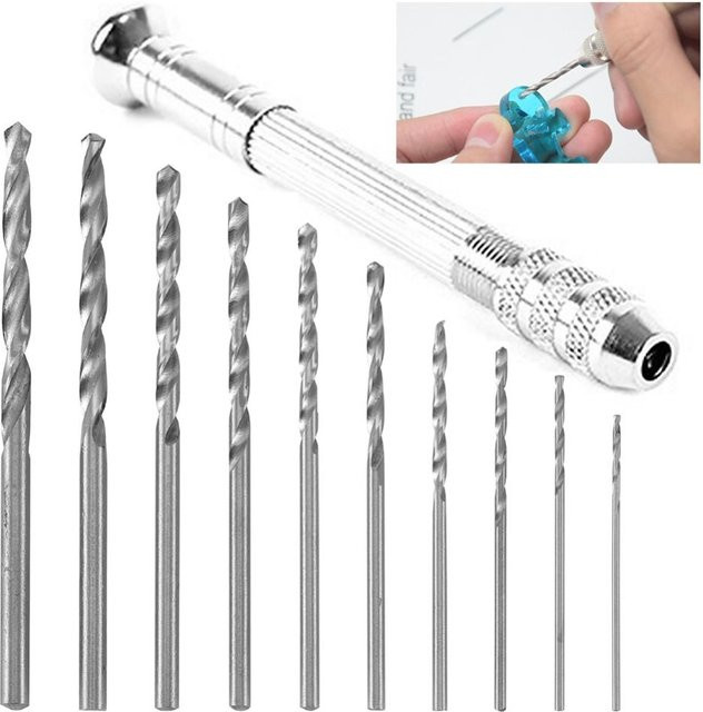 Mini Handbohrer Set für Modellbau und Schmuck, Silber, 0,5-3mm - Bild 1