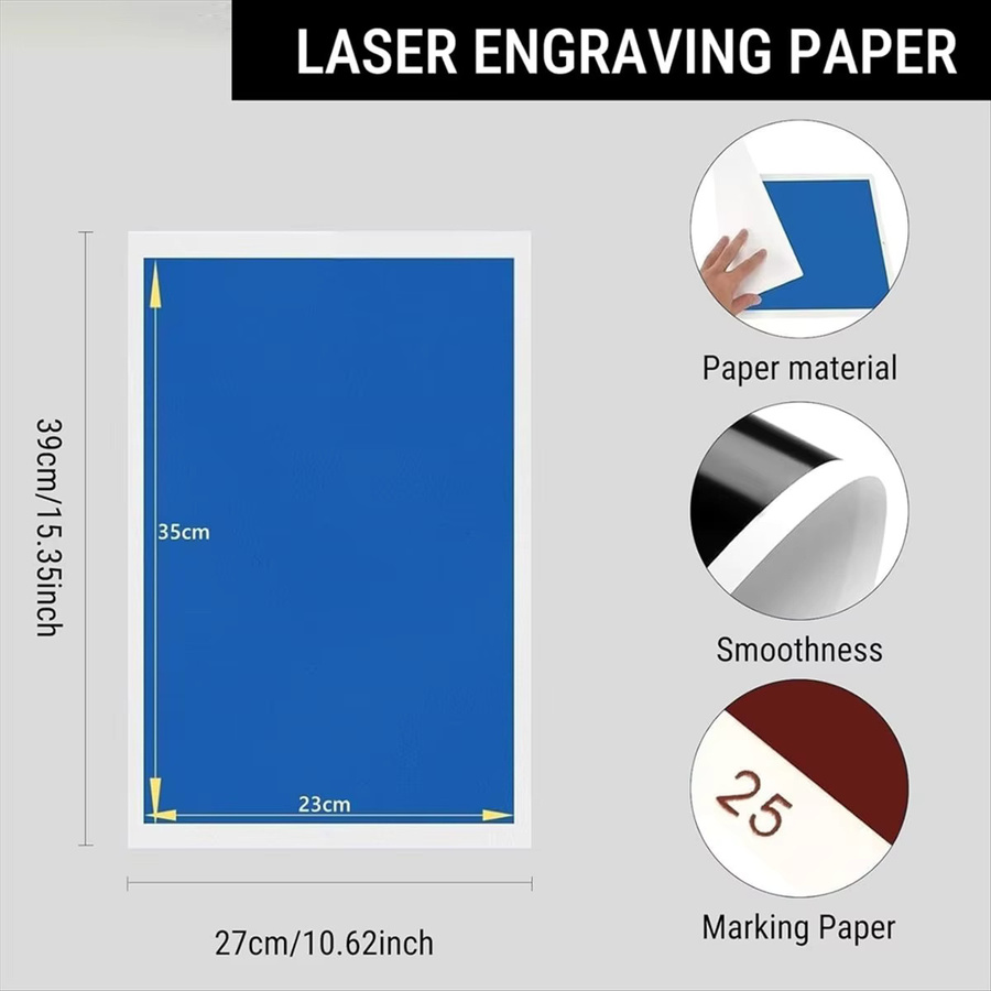 BAAQ 3 Blatt farbiges Lasergravur-Markierungspapier für CO2- Dioden- und Faserlaser, Mehrfarbig, Breite: 27 cm, Höhe: 39 cm - Bild 2