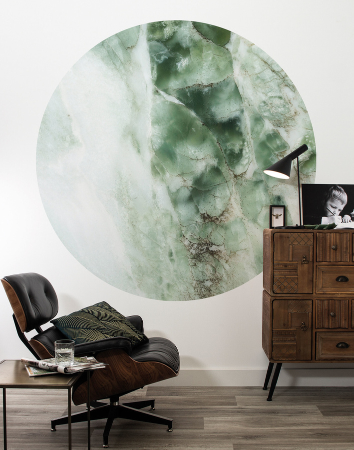 KEK Amsterdam Mural Marble 1 Circle Wandtattoo in Multicolor und Grün, Durchmesser: 1,9 m - Bild 1