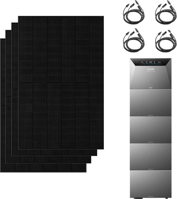 Anker SOLIX Solarbank 4 E5000 Pro in Schwarz mit 2000W bifazialen Solarmodulen und 4 BP5000 Erweiterungsakkus - Bild 1