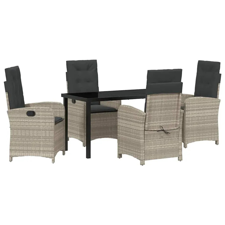 vidaXL Garten Essgruppe 5-teilig aus Poly-Rattan und Glas in Hellgrau-Anthrazit - Bild 2