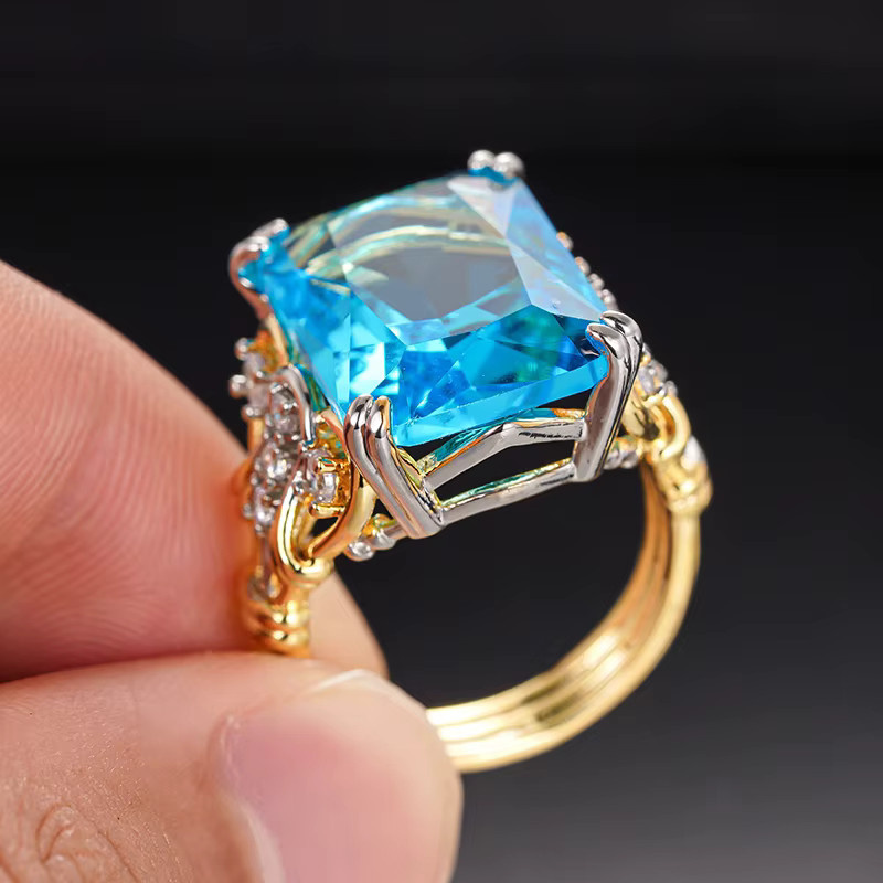 Huitan Ring, Bicolor, blaue Zirkonia, Damen - Bild 2