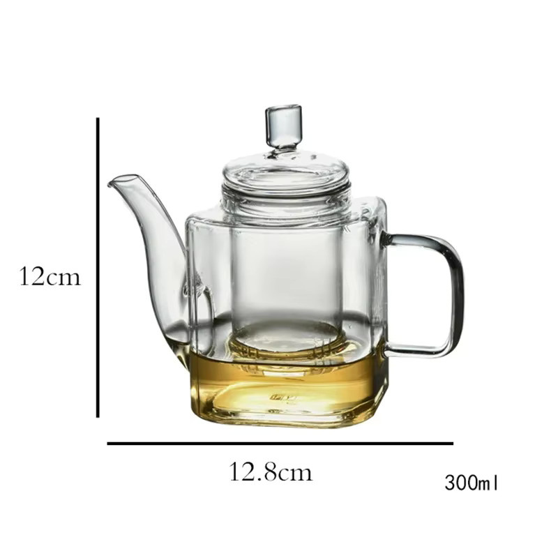 VINRITO Japanisches quadratisches Teeglas-Set mit Tee-Infuser, transparentes Glas, B/T/H: 12,0 x 12,8 x 12,0 cm - Bild 6