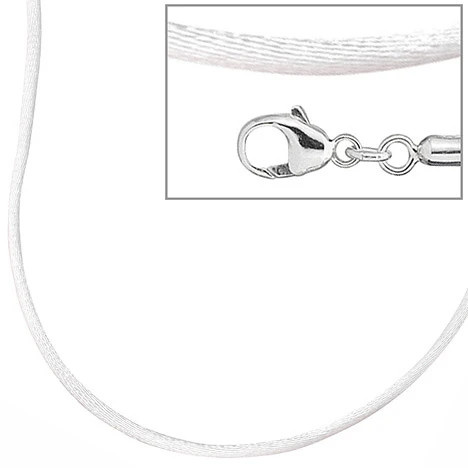 Colfem Halskette Seide, 925 Silber, weiß, 42 cm, Unisex - Bild 1