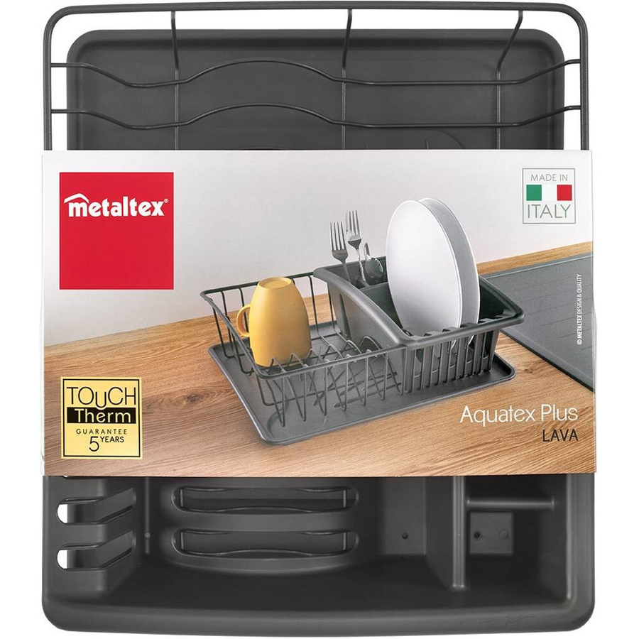 Metaltex Spülkorb Aquatex Plus mit Schale und Bestecksammler, Lava Mattschwarz, Metall, B/T/H: 35,0 x 30,0 x 12,0 cm - Bild 3