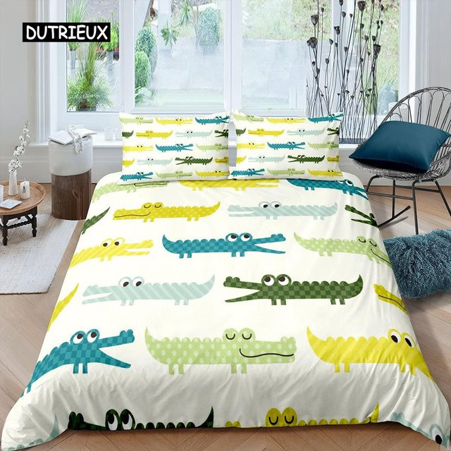 Bettwäsche-Set mit Krokodil-Muster von Binchi Outdoor Product, mehrfarbig, aus Mikrofaser, B/H: 172 x 218 cm - Bild 1