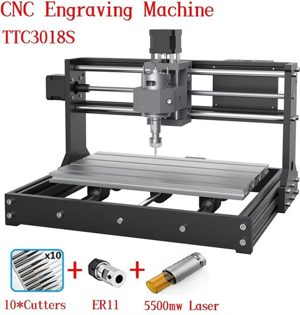 Twotrees TTC3018 CNC Gravurmaschine mit GRBL Steuerung für DIY Fräsen und Schneiden von Holz, PCB und PVC in Schwarz, B/T/H: 42,0 x 35,5 x 28,0 cm - Bild 1