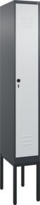 C+P Spind Classic PLUS Garderobenspind aus Stahl mit 1 Abteil, Sicherheits-Drehriegel und 3 Garderobenhaken, Farbe: Grau, H x B x T: 212 x 30 x 50 cm - Bild 1