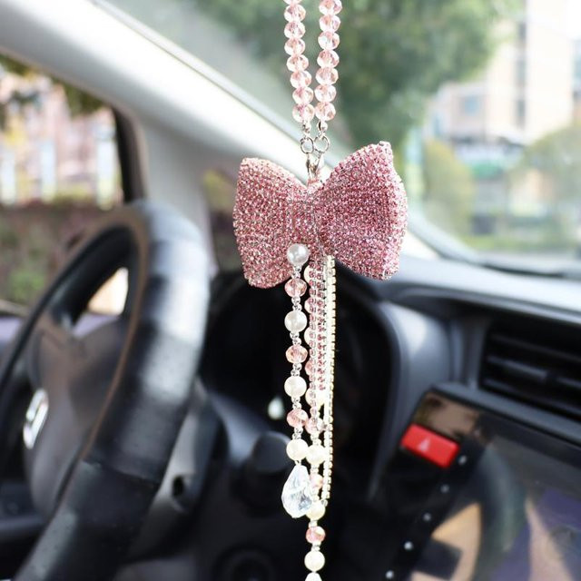 Rui Di Autoanhänger, Bowknot, Kristallquaste, Perle, Strass, rosa, Damen - Bild 1