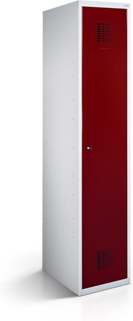 rotstahl Kleiderspind mit 1 Tür in Bordeaux und lichtgrauem Korpus, B/T/H: 30 x 50 x 180 cm - Bild 1
