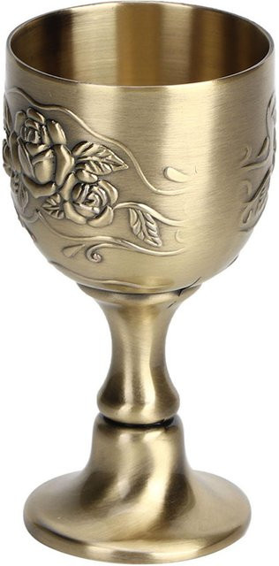 DIYelecs Vintage Rotweinkelch aus Metall in Beige und Gold mit floralem Design als dekoratives Kunsthandwerk für deinen Tisch - Bild 1