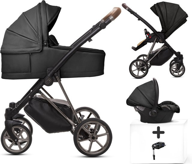 TPFLiving 4in1 Kinderwagen Royal Kunstleder Onyx mit Gestell Space Grau - Bild 1