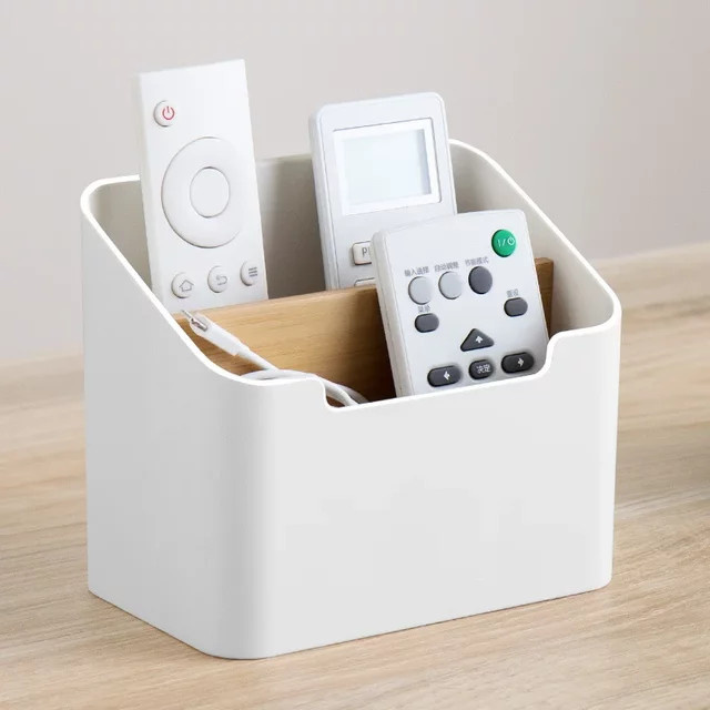 Weiße Schreibtisch-Aufbewahrungsbox aus Kunststoff für Bürobedarf, Kosmetik und Fernbedienungen - Bild 1